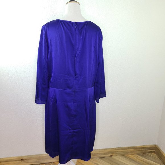 Long Tall Sally  Tie Front Dress Royal Blue Plus Size 18 - Picture 6 of 8